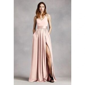 White By Vera Wang Blush Pink Full Length Bridesmaid Special Event Gown, Size 0
